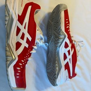 Asics womens size 10 court shoes volleyball pickleball red and white